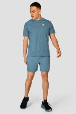 Crux Knit T-Shirt - Steel Blue -Cheap Unisex Activewear Store CRUX KNIT TEE STEEL BLUE front