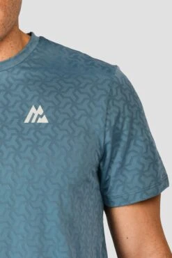 Crux Knit T-Shirt - Steel Blue -Cheap Unisex Activewear Store CRUX KNIT TEE STEEL BLUE logo detail