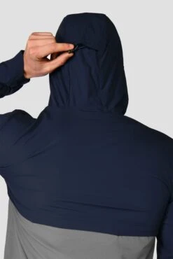 Curve 2.0 Jacket - Midnight Blue/Dark Slate Grey -Cheap Unisex Activewear Store CURVE 2.0 JACKET MIDNIGHTBLUE SLATEGREY BACK HOODDETAIL