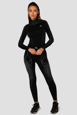 Contour Seamless 1/4 Zip - Black/Platinum Grey -Cheap Unisex Activewear Store ContourSeamless1 4Zip Black PlatinumGrey FullFront