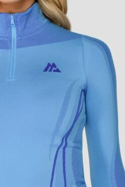 Contour Seamless 1/4 Zip - Powder Blue/Egyptian Blue -Cheap Unisex Activewear Store ContourSeamless1 4Zip PowderBlue EgyptianBlue Close