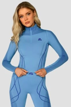 Contour Seamless 1/4 Zip - Powder Blue/Egyptian Blue