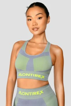 Cheap Unisex Activewear Store 22 Energy 2.0 Seamless Bra Top - Cadet Grey/OG Neon