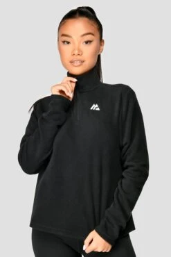 Everest Oversized Polar Fleece 1/4 Zip - Black