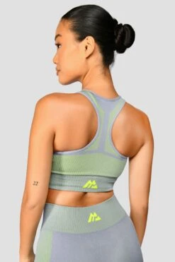 Cheap Unisex Activewear Store -Cheap Unisex Activewear Store Energy2.0SeamlessBraTop CadetGrey OgNeon closeback