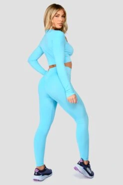 Evolve Seamless Crop - Neon Sky 9 Evolve Seamless Crop - Neon Sky -Cheap Unisex Activewear Store EvolveCoreSeamlessLsCrop NeonSky back