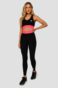 Icon Contrast Legging - Black/Neon Pink/Fiery Orange -Cheap Unisex Activewear Store ICON CONTRAST LEGGING BLACK NEON PINK FIERY ORANGE full front