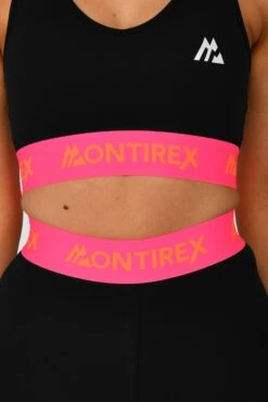 Icon Contrast Sports Bra - Black/Neon Pink/Fiery Orange -Cheap Unisex Activewear Store ICON CONTRAST SPORTS BRA BLACK NEON PINK FIERY ORANGE band detail