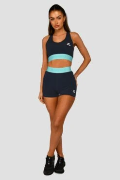 Icon Contrast Sports Bra - Midnight Blue/Arctic Blue/Neon Sky -Cheap Unisex Activewear Store ICONCONTRASTSPORTSBRA NEONSKY MIDNIGHTBLUE FULLFRONT