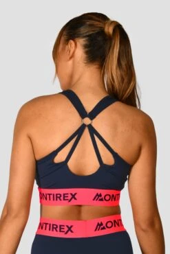 Icon Contrast Bra Top - Midnight Blue/Shocking Pink -Cheap Unisex Activewear Store Icon Contrast Bra Top Midnight Blue Shocking Pink close back