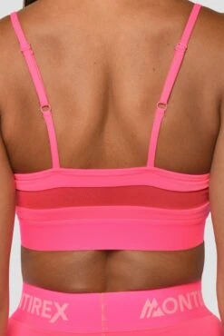 Icon Strappy Bra - Neon Pink -Cheap Unisex Activewear Store Icon Strappy Top Neon Pink Back Detail