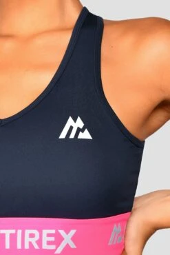Icon Contrast Bra Top - Midnight Blue/Neon Pink/Capri -Cheap Unisex Activewear Store IconContrastBraTop MidnightBlue NeonPink Capri close