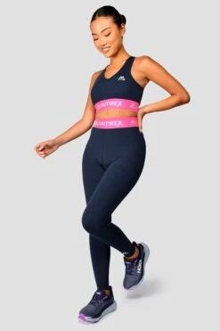 Icon Contrast Bra Top - Midnight Blue/Neon Pink/Capri -Cheap Unisex Activewear Store IconContrastBraTop MidnightBlue NeonPink Capri front