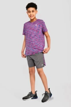 Junior Trail 2.0 T-Shirt - Navy/Pink -Cheap Unisex Activewear Store JN TRAIL 2.0 TEE MIDNIGHT BLUE NEON BLUE NEON SKY SHOCKING PINK MAGENTA front
