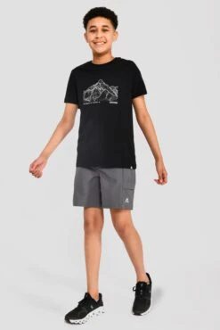Junior Mountain Range 2.0 T-Shirt - Black -Cheap Unisex Activewear Store MOUNTAIN RANGE 2.0 TEE BLACK front