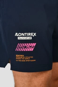 MTX Run Vital Short - Midnight Blue -Cheap Unisex Activewear Store MTX RUN VITAL SHORT MIDNIGHT BLUE logo detail
