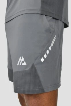 MTX Trail 2.0 Short - Cement Grey/Jet Grey -Cheap Unisex Activewear Store MTX TRAIL 2.0 SHORT CEMENT GREY JET GREY logo detail