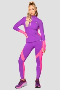 Power Panelled 1/4 Zip - Electric Purple/Pink -Cheap Unisex Activewear Store POWERPANELLED1 4ZIP ElectricPurple Pink front