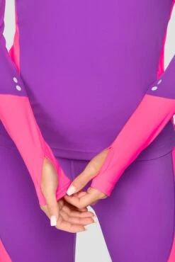 Power Panelled 1/4 Zip - Electric Purple/Pink -Cheap Unisex Activewear Store POWERPANELLED1 4ZIP ElectricPurple Pink sleevedetail