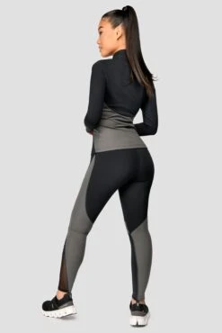 Power Panelled Legging - Black/Dark Slate Grey -Cheap Unisex Activewear Store POWERPANELLEDLEGGING Black DarkSlate fullback
