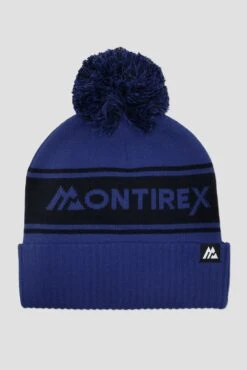 Peak Pom Beanie Hat - Space Blue/Midnight Blue -Cheap Unisex Activewear Store PeakPomBeanieHat SpaceBlue MidnightBlue front