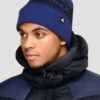 Peak Pom Beanie Hat - Space Blue/Midnight Blue