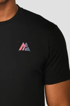 Radial T-Shirt - Black -Cheap Unisex Activewear Store RADIAL TEE BLACK close logo detail