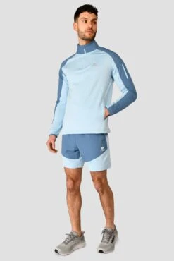 Summit Poly 1/4 Zip - Moonstone Marl/Steel Blue -Cheap Unisex Activewear Store SUMMIT POLY 1 4 ZIP MOONSTONE MARL STEEL BLUE front