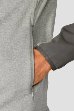 Summit Poly 1/4 Zip - Platinum Grey Marl/Cement Grey -Cheap Unisex Activewear Store SUMMIT POLY 1 4 ZIP PLATINUM GREY MARL CEMENT GREY close sleeve