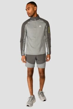 Summit Poly 1/4 Zip - Platinum Grey Marl/Cement Grey -Cheap Unisex Activewear Store SUMMIT POLY 1 4 ZIP PLATINUM GREY MARL CEMENT GREY front