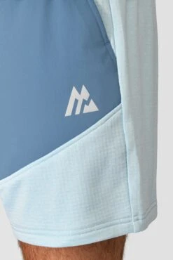 Summit Poly Short - Moonstone Marl/Steel Blue -Cheap Unisex Activewear Store SUMMIT POLY SHORT MOONSTONE MARL STEEL BLUE close detail