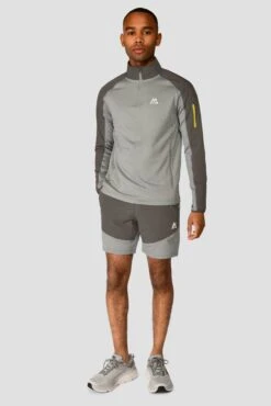 Summit Poly Short - Platinum Grey Marl/Cement Grey 9 Summit Poly Short - Platinum Grey Marl/Cement Grey -Cheap Unisex Activewear Store SUMMIT POLY SHORT PLATINUM GREY MARL CEMENT GREY full front