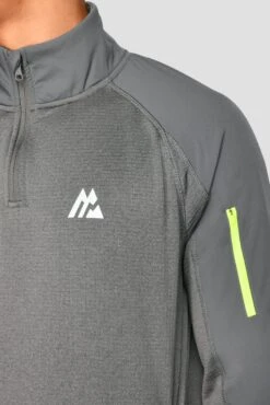 Summit 1/4 Zip - Grey Marl/Jet Grey -Cheap Unisex Activewear Store SUMMITPOLY1 4ZIP GREYMARL JETGREY close