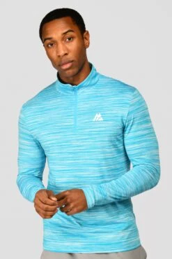 Trail 2.0 1/4 Zip - Neon Blue/White