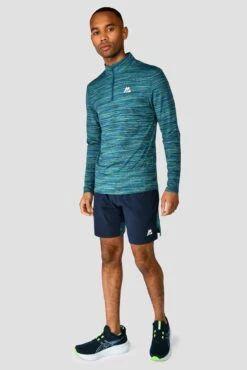 Trail 2.0 1/4 Zip - Navy/Turquoise -Cheap Unisex Activewear Store TRAIL 2.0 1 4 ZIP AERO BLUE DEEP SEA MARINE BLUE MIDNIGHT BLUE front