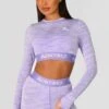 Trail Icon Long Sleeve Crop Top - Lilac Multi