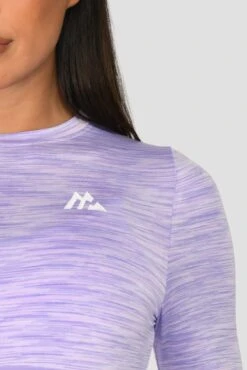 Trail Icon Long Sleeve Crop Top - Lilac Multi -Cheap Unisex Activewear Store TRAIL ICON LS CROP LILAC BLOOM MAGNOLIA PEARLY HEATHER AMETHYST logo detail