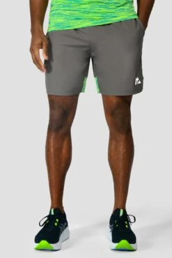 Trail Panel 2.0 Short - Grey/OG Neon/Green -Cheap Unisex Activewear Store TRAIL PANEL 2.0 SHORT CEMENT GREY OG NEON PERSIAN GREEN NEON BLUE front