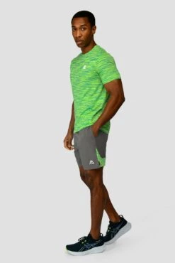 Trail Panel 2.0 Short - Grey/OG Neon/Green -Cheap Unisex Activewear Store TRAIL PANEL 2.0 SHORT CEMENT GREY OG NEON PERSIAN GREEN NEON BLUE full frot