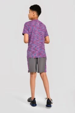 Junior Trail Panel Short - Dark Grey/Navy/Pink -Cheap Unisex Activewear Store TRAIL PANEL SHORT CEMENT GREY MIDNIGHT BLUE SHOCKING PINK full back