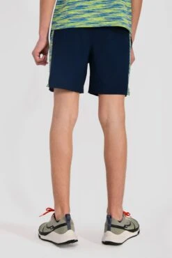 Junior Trail Panel Short - Navy/Neon Blue/Lime -Cheap Unisex Activewear Store TRAIL PANEL SHORT MIDNIGHT BLUE NEON BLUE LIME FROST back