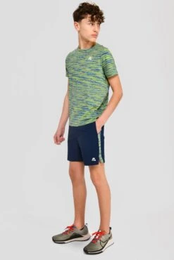 Junior Trail Panel Short - Navy/Neon Blue/Lime -Cheap Unisex Activewear Store TRAIL PANEL SHORT MIDNIGHT BLUE NEON BLUE LIME FROST full front