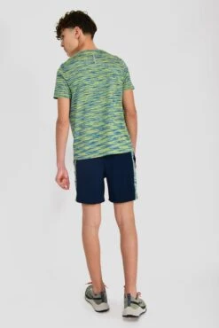 Junior Trail Panel Short - Navy/Neon Blue/Lime -Cheap Unisex Activewear Store TRAIL PANEL SHORT MIDNIGHT BLUE NEON BLUE LIME FROST fullback
