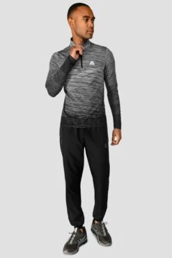 Trail Seamless 1/4 Zip - Black/Grey Multi -Cheap Unisex Activewear Store TRAIL SEAMLESS 1 4 ZIP BLACK WHITE CEMENT GREY Full front