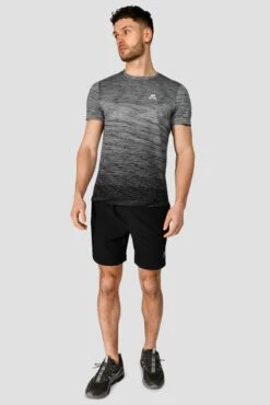 Trail Seamless T-Shirt - Black/Grey Multi -Cheap Unisex Activewear Store TRAIL SEAMLESS TEE BLACK WHITE CEMENT GREY full front