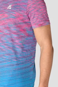 Trail Seamless T-Shirt - Pink/Blue -Cheap Unisex Activewear Store TRAIL SEAMLESS TEE HIBISCUS MAYA BLUE seamless detail