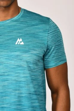 Trail Seamless T-Shirt - Neon Blue/Maya Blue -Cheap Unisex Activewear Store TRAIL SEAMLESS TEE NEON BLUE MAYA BLUE logo detail