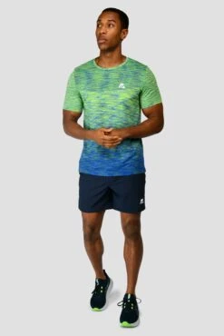 Trail Seamless T-Shirt - OG Neon/Cobalt Blue -Cheap Unisex Activewear Store TRAIL SEAMLESS TEE OG NEON COBALT front