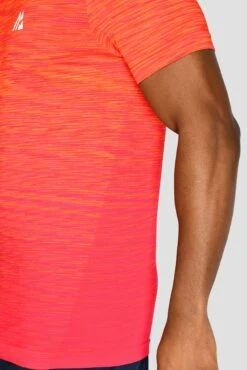 Trail Seamless T-Shirt - Fiery Orange/Hot Pink/Hibiscus -Cheap Unisex Activewear Store TRAIL SEAMLESS TEE OG NEON COBALT seamless detail