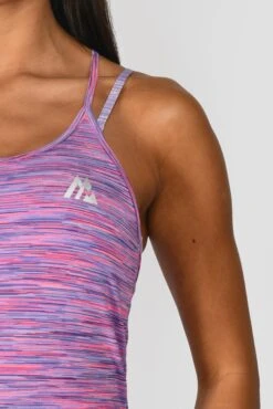 Trail 2.0 Strappy Vest - Purple/Pink -Cheap Unisex Activewear Store TRAIL2.0STRAPPYVEST THISTLE ROYALPURPLE VIVIDVIOLET NEONPINK CLOSEUPLOGO